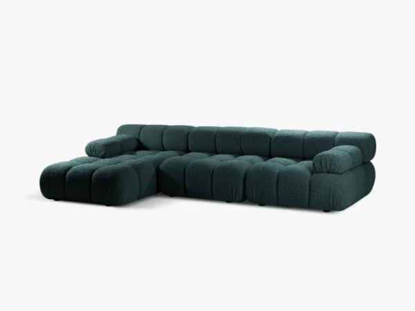 Coltar modular 4 locuri albastru petrol din tesatura boucle Bellis Left - imagine 3