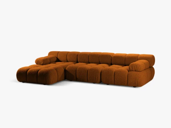 Coltar modular 4 locuri caramiziu din tesatura boucle Bellis Left - imagine 3