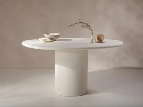 Masa dining ovala alba din beton Daria - imagine 2