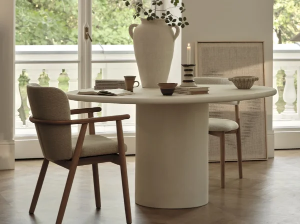 Masa dining ovala alba din beton Daria - imagine 6