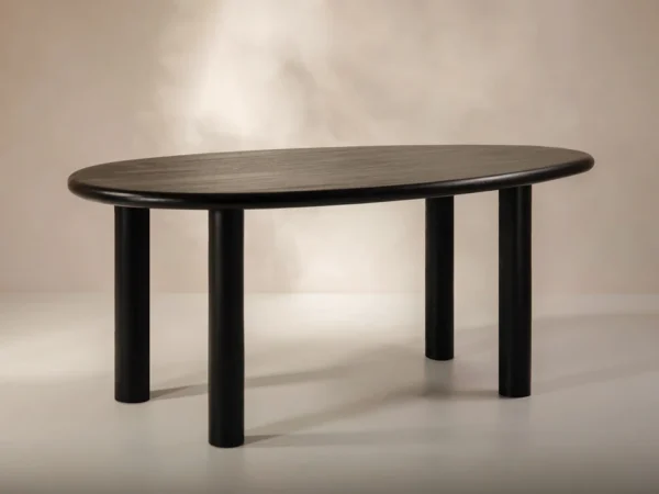 Masa dining ovala neagra din lemn de mango Aita - imagine 3