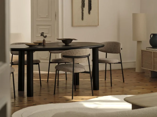 Masa dining ovala neagra din lemn de mango Aita - imagine 8