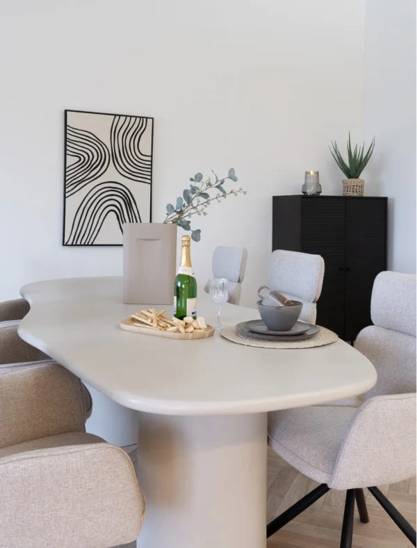 Masa dining bej alb din MDF Maranola - imagine 5