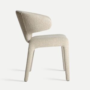 Scaun dining bej din tesatura boucle Langres