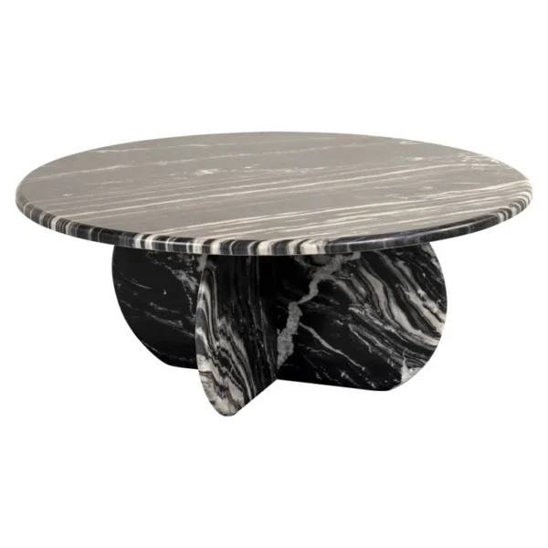 Masa de cafea rotunda neagra din marmura Bancroft