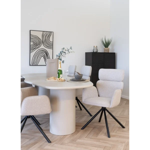 Set 2 scaune dining rotative bej din tesatura Cordoba - imagine 2