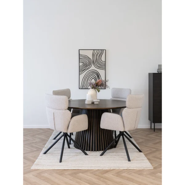 Set 2 scaune dining rotative bej din tesatura Cordoba - imagine 7