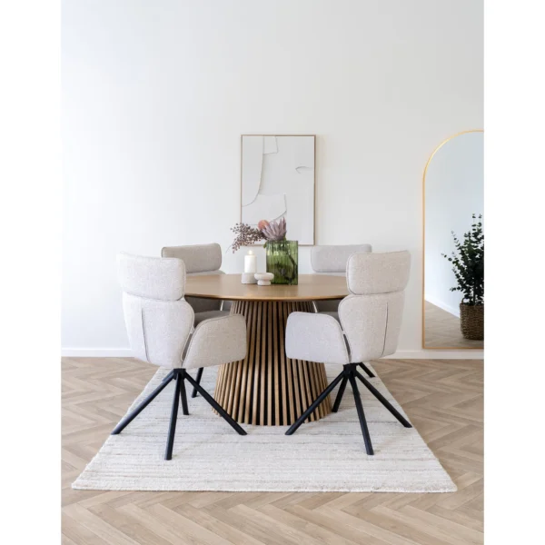 Set 2 scaune dining rotative bej din tesatura Cordoba - imagine 8