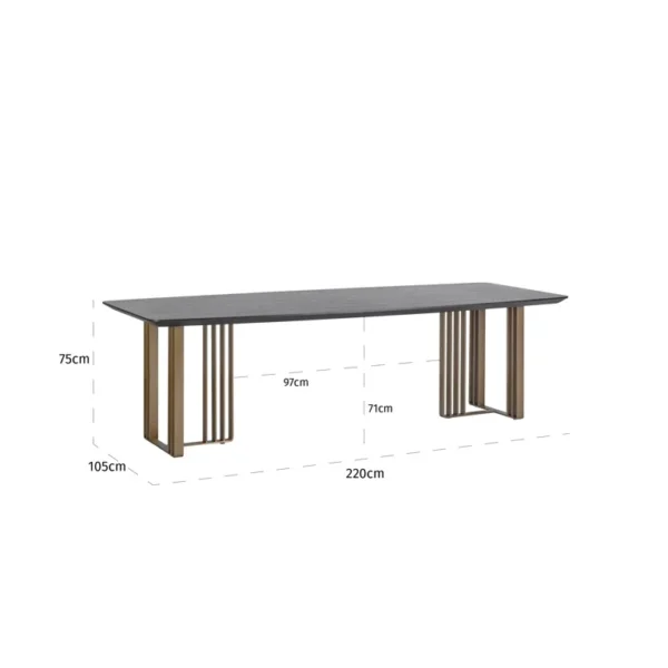 Masa dining negru carbune din MDF furniruit si metal Maverick - imagine 6