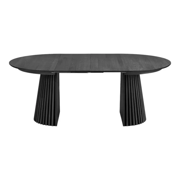 Masa dining extensibila neagra din furnir de stejar Ø120 Osaka - imagine 4