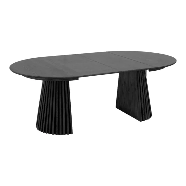 Masa dining extensibila neagra din furnir de stejar Ø120 Osaka - imagine 3