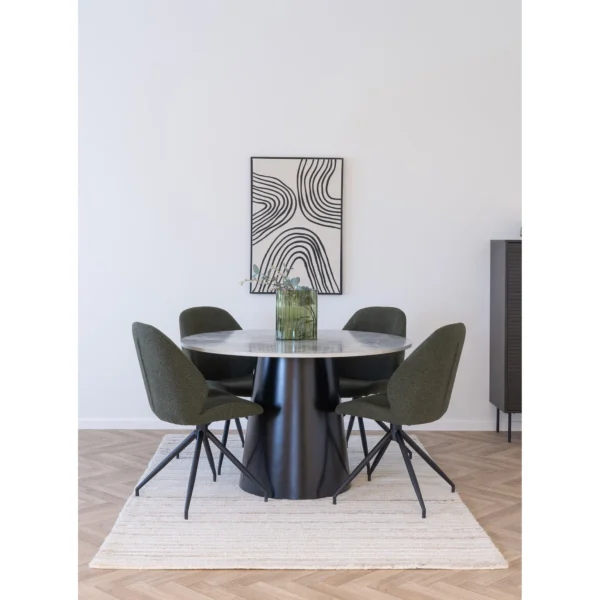 Masa dining rotunda gri/neagra din MDF si otel Brito - imagine 2