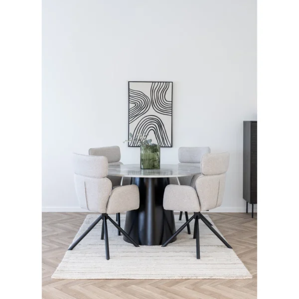 Masa dining rotunda gri/neagra din MDF si otel Brito - imagine 3