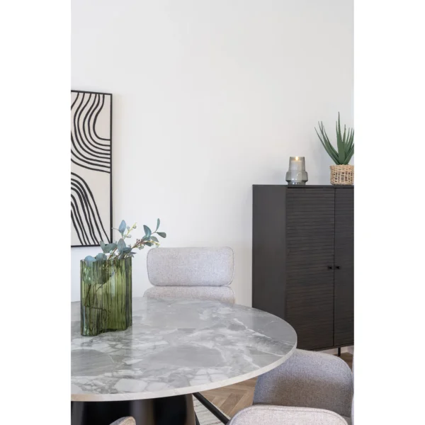 Masa dining rotunda gri/neagra din MDF si otel Brito - imagine 4