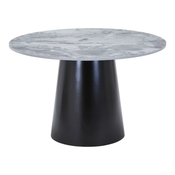 Masa dining rotunda gri/neagra din MDF si otel Brito