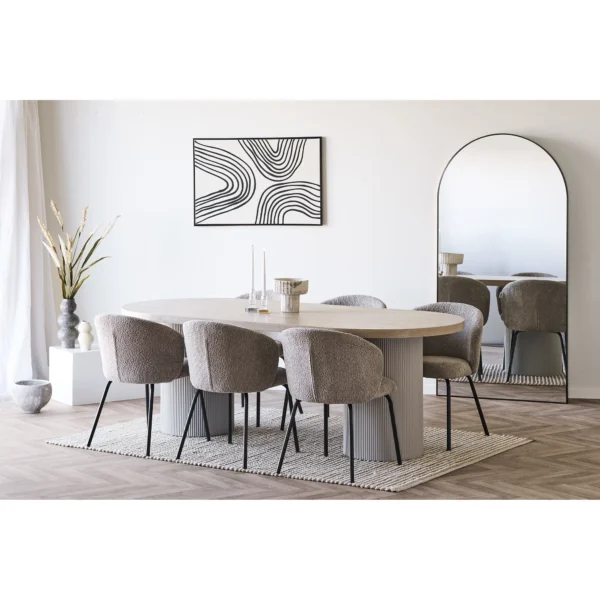 Masa dining ovala bej natur/crem din MDF si furnir de frasin Solva - imagine 2