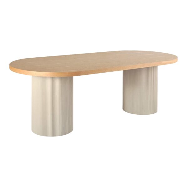 Masa dining ovala bej natur/crem din MDF si furnir de frasin Solva