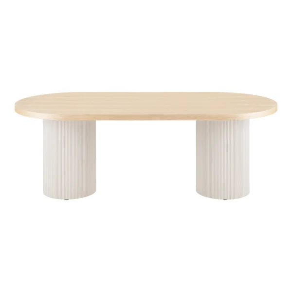Masa dining ovala bej natur/crem din MDF si furnir de frasin Solva - imagine 3