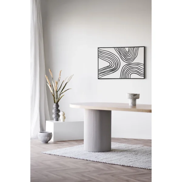 Masa dining ovala bej natur/crem din MDF si furnir de frasin Solva - imagine 7