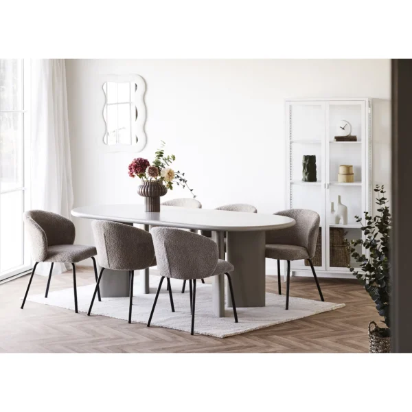 Masa dining ovala crem deschis din MDF Nagano - imagine 2