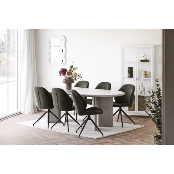 Masa dining ovala crem deschis din MDF Nagano - imagine 6