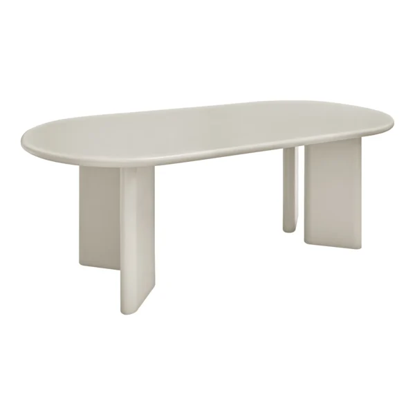 Masa dining ovala crem deschis din MDF Nagano