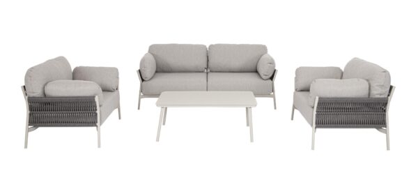 Canapea de exterior gri din aluminiu si tesatura impermeabila Pardis - imagine 2
