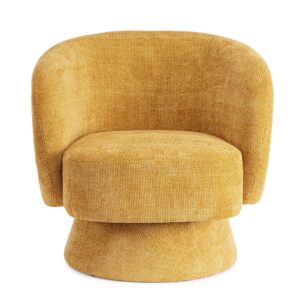 Fotoliu rotativ galben mustar din tesatura texturata Julienne