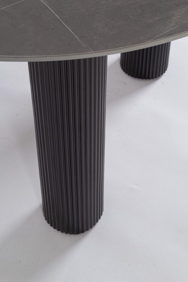 Masa dining rotunda neagra din MDF si portelan Bamira - imagine 3