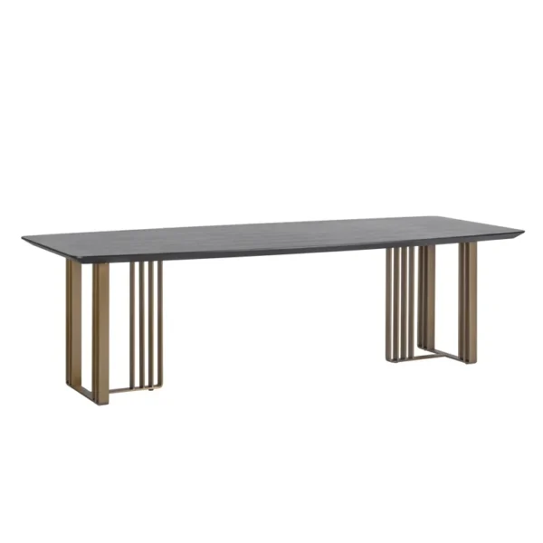 Masa dining negru carbune din MDF furniruit si metal Maverick