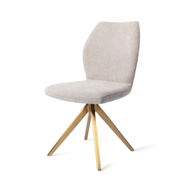 Set 2 scaune dining rotative din tesatura gri deschis/auriu Ikata - imagine 2