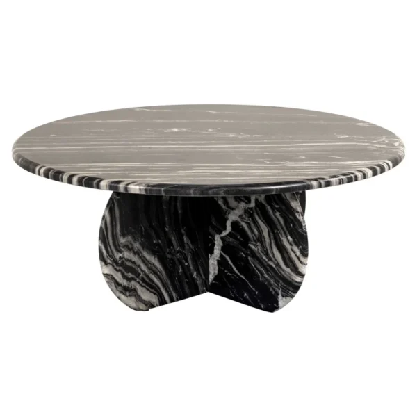 Masa de cafea rotunda neagra din marmura Bancroft - imagine 3