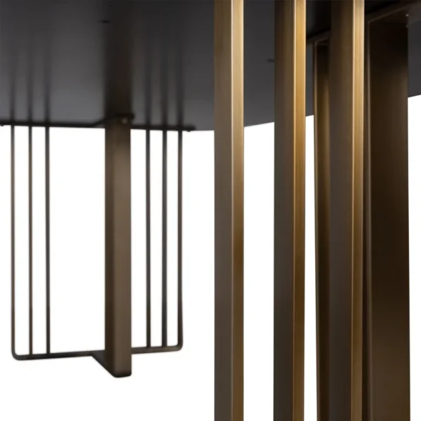 Masa dining negru carbune din MDF furniruit si metal Maverick - imagine 5