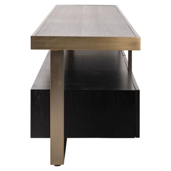 Comoda TV maro carbune din MDF furniruit si otel Diddley - imagine 4