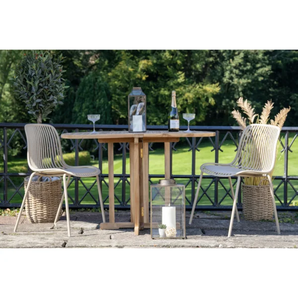 Set 4 scaune bej de exterior stivuibile din polipropilena Branson - imagine 8