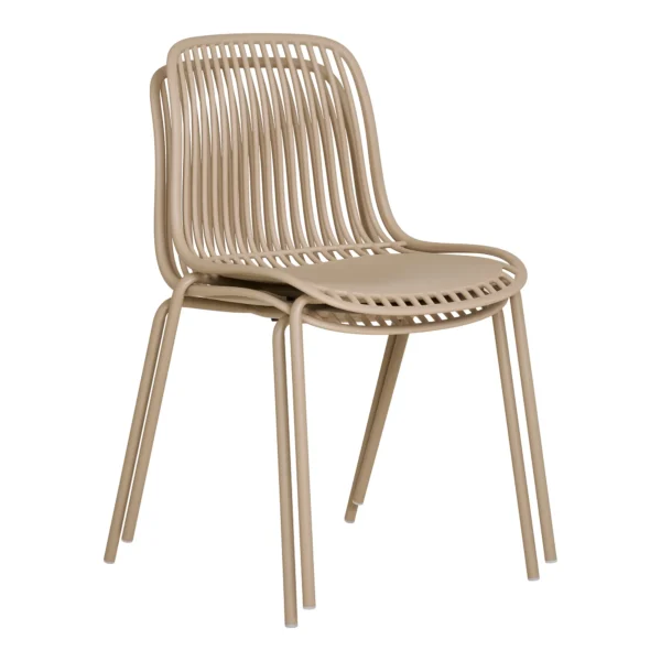 Set 4 scaune bej de exterior stivuibile din polipropilena Branson - imagine 7