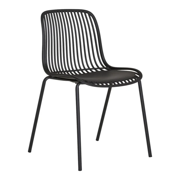 Set 4 scaune negre de exterior stivuibile din polipropilena Branson