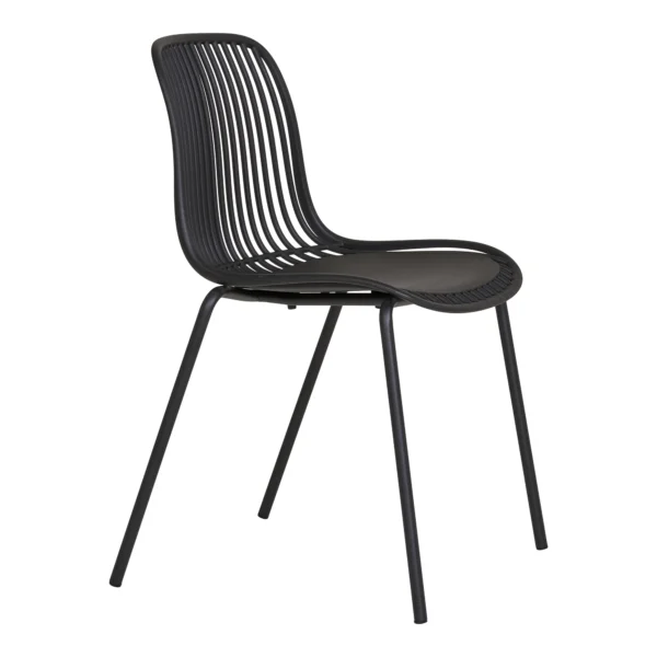 Set 4 scaune negre de exterior stivuibile din polipropilena Branson - imagine 4