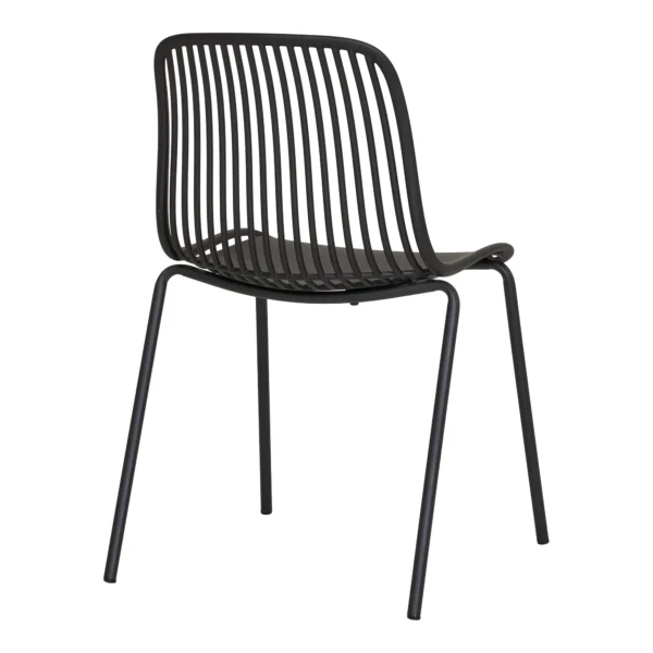 Set 4 scaune negre de exterior stivuibile din polipropilena Branson - imagine 5