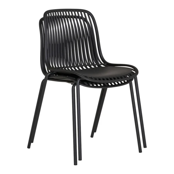 Set 4 scaune negre de exterior stivuibile din polipropilena Branson - imagine 6