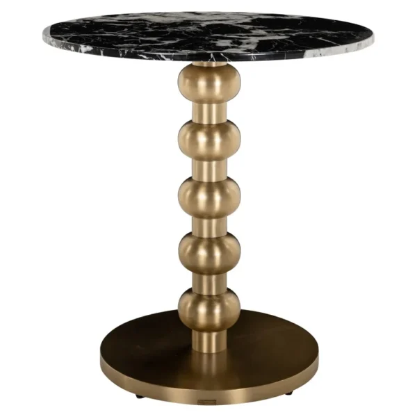 Masa dining rotunda neagra/aurie din inox si marmura Witlox