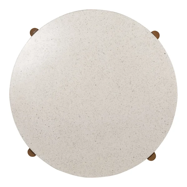 Masa de exterior rotunda bej natur din lemn de salcam si terrazzo Terracina - imagine 3