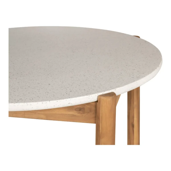 Masa de exterior rotunda bej natur din lemn de salcam si terrazzo Terracina - imagine 4