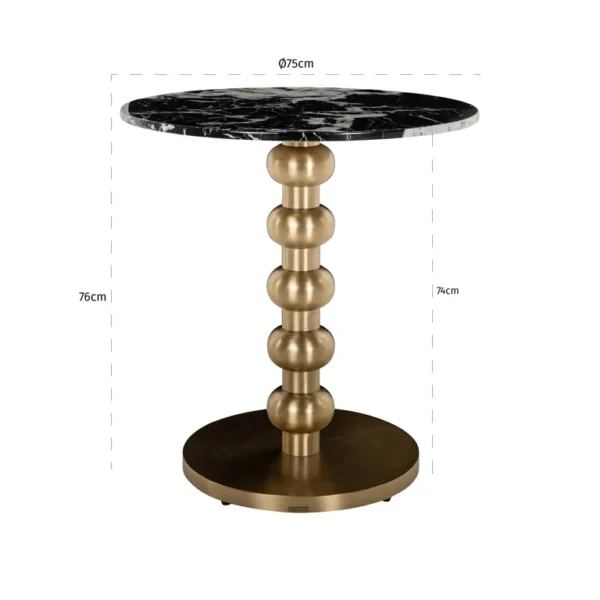 Masa dining rotunda neagra/aurie din inox si marmura Witlox - imagine 3