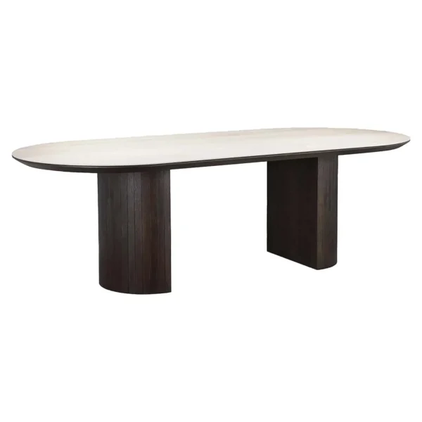 Masa dining bej/maro din lemn si MDF Ritz