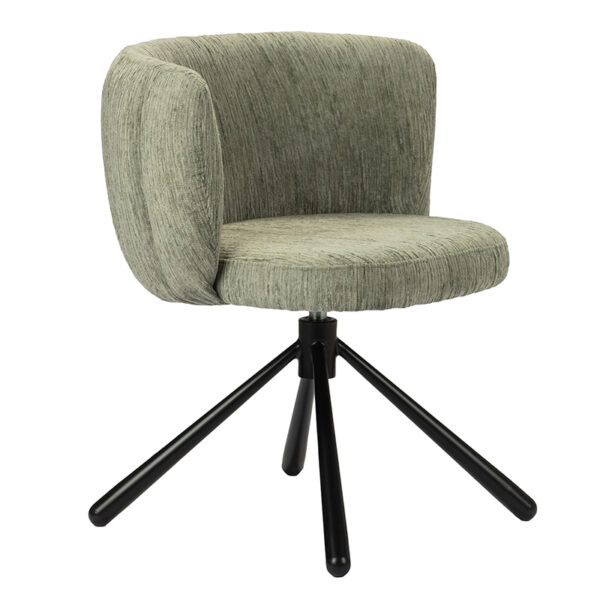 Scaun dining rotativ verde din tesatura Shell