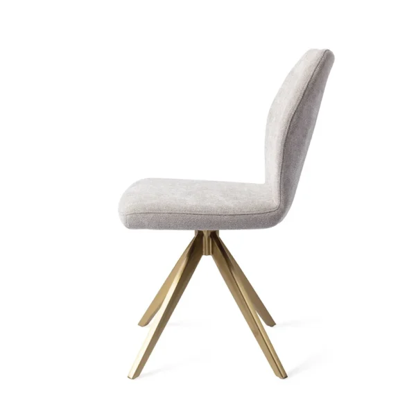 Set 2 scaune dining rotative din tesatura gri deschis/auriu Ikata - imagine 3