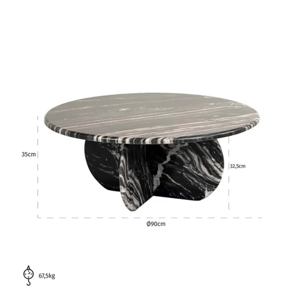 Masa de cafea rotunda neagra din marmura Bancroft - imagine 5