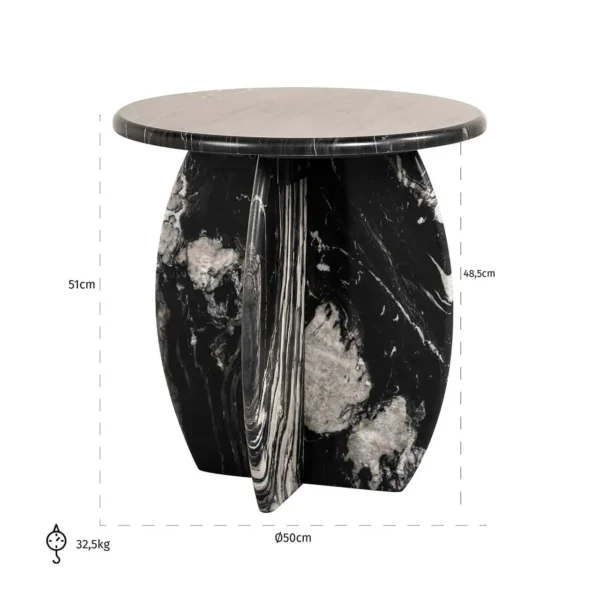 Masa laterala rotunda neagra din marmura Bancroft - imagine 3