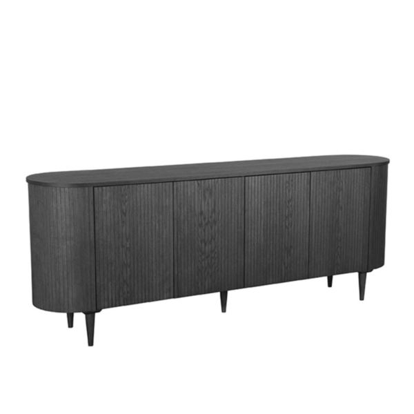 Bufet inferior negru din furnir de stejar 220 cm Olivia